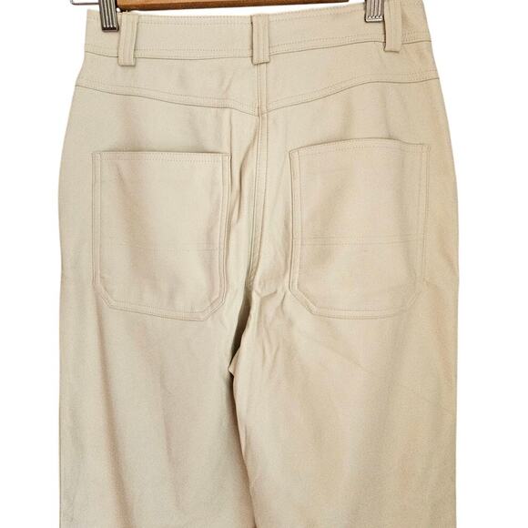 Topshop Faux Leather Cream Colored Wide Leg Pants, Sz 6 - Picture 6 of 6